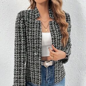 Blazer Open Front Tweed Long Sleeve Open XXL (14)